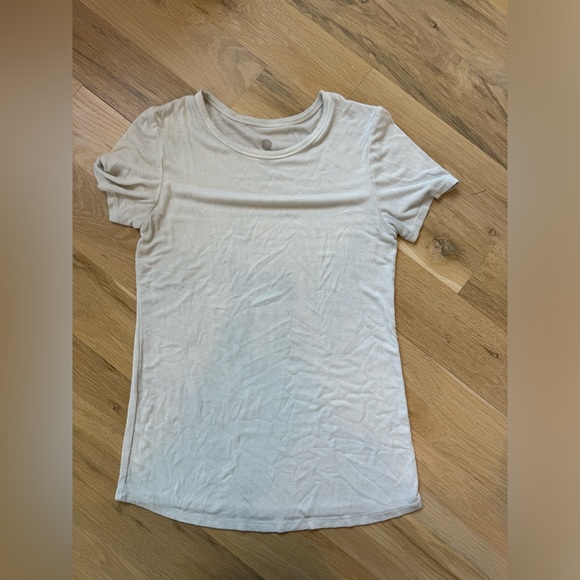 LKindred Bravely • Ribbed Bamboo Maternity Crew Neck Tee • Cream • Small - Picture 2 of 5